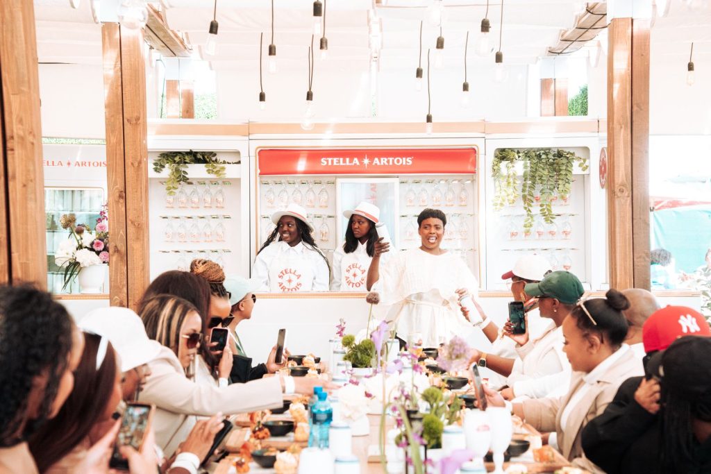 Guests enjoying The Soirée by Stella Artois: Wimbledon Edition in Johannesburg, featuring live music, gourmet dining and stylish entertainment.