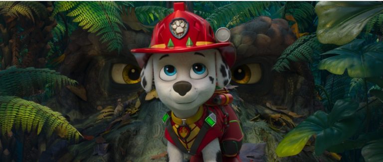 PAW Patrol characters on a dinosaur-themed adventure