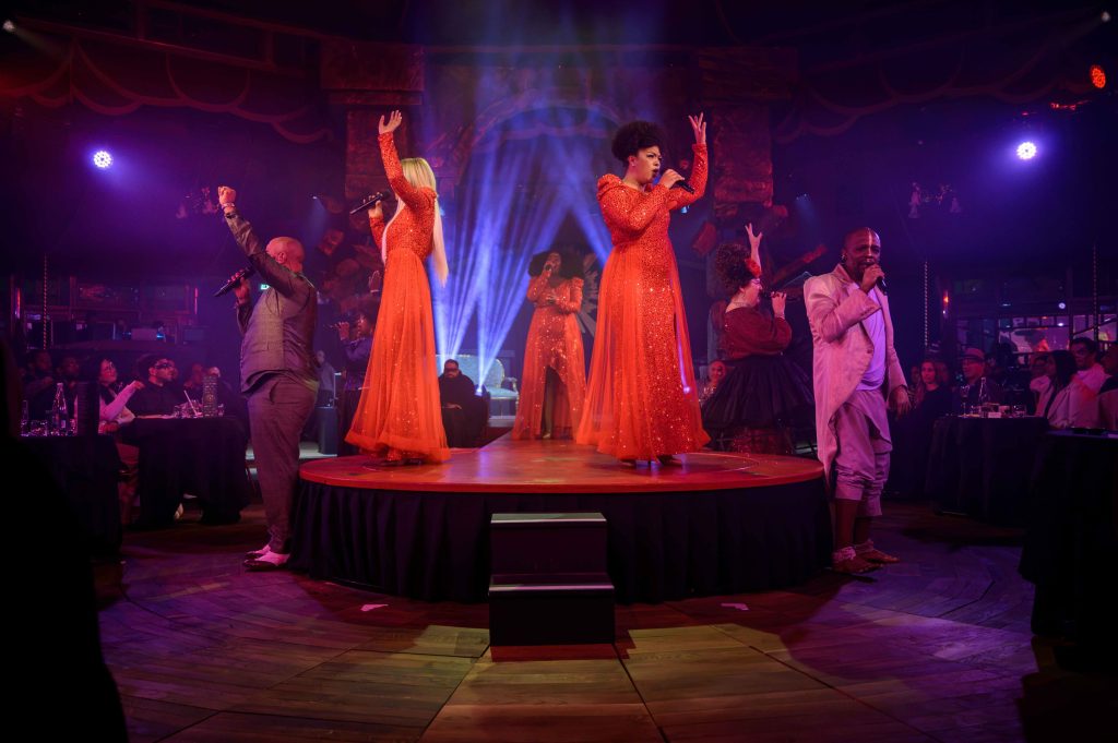 Visitors enjoying live entertainment during the Melrose Arch Women's Day weekend celebration in Johannesburg.