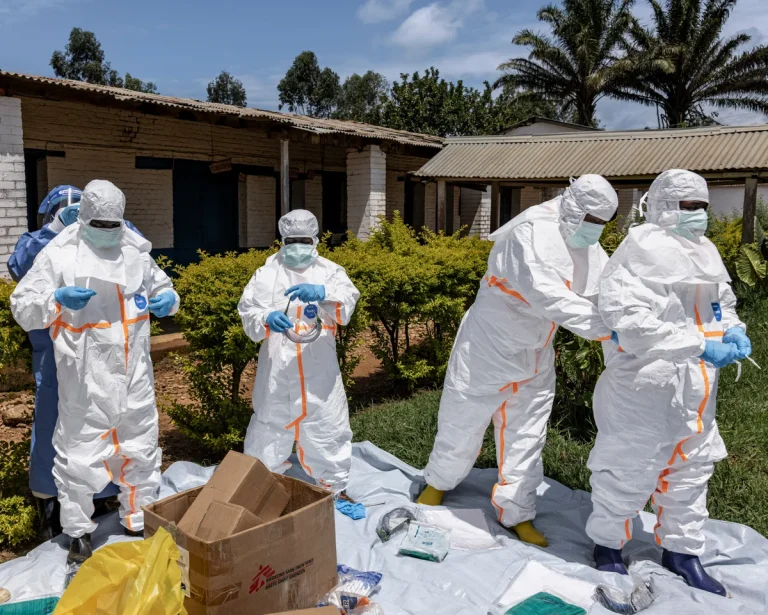 Health workers responding to the Ebola outbreak in the Democratic Republic of Congo