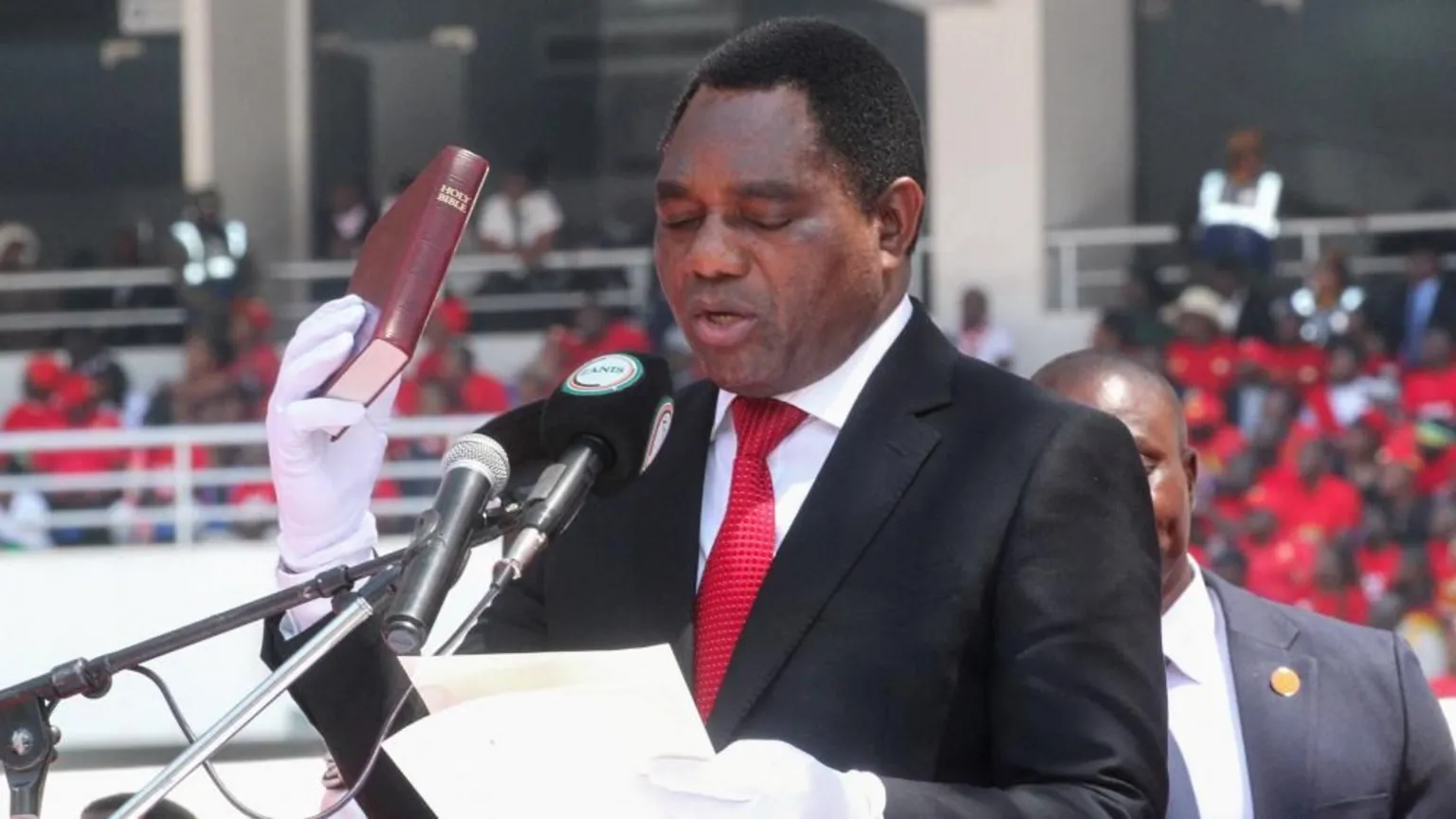 Hakainde Hichilema at Zambia presidential inauguration in Lusaka