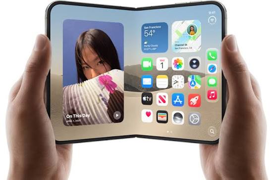 Apple iPhone Duo foldable smartphone opened showing its large inner display